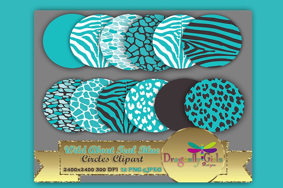WILD About Teal Blue Circles Clipart