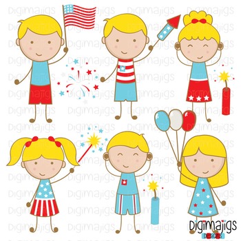 4th of July Clipart Set, Independence Day Clipart, Fireworks Graphics,