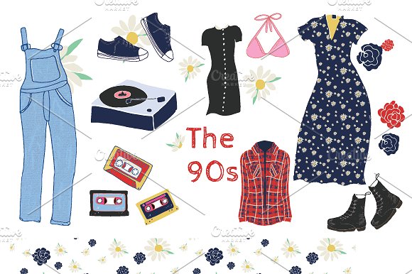 90s clipart fashion