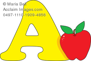 Alphabet Letter A is for Apple Clipart Image