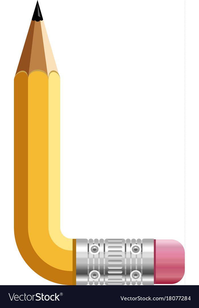 Letter l pencil icon cartoon style
