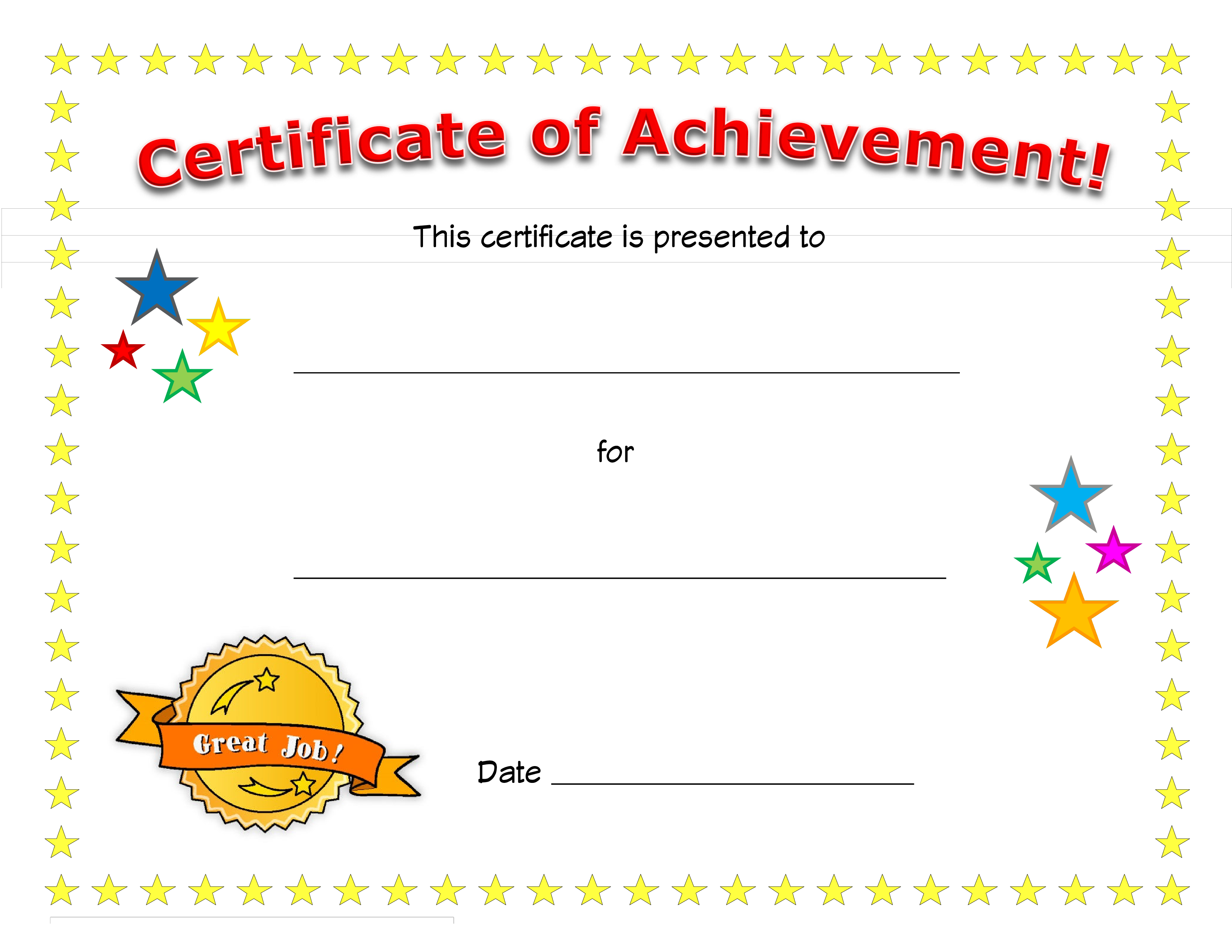 Certificate achievement template.