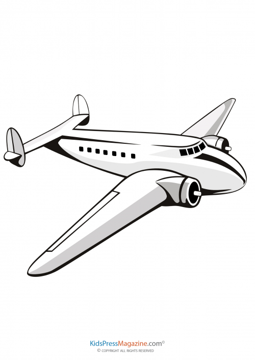 Older Propeller Passenger Airplane Clip Art Printable