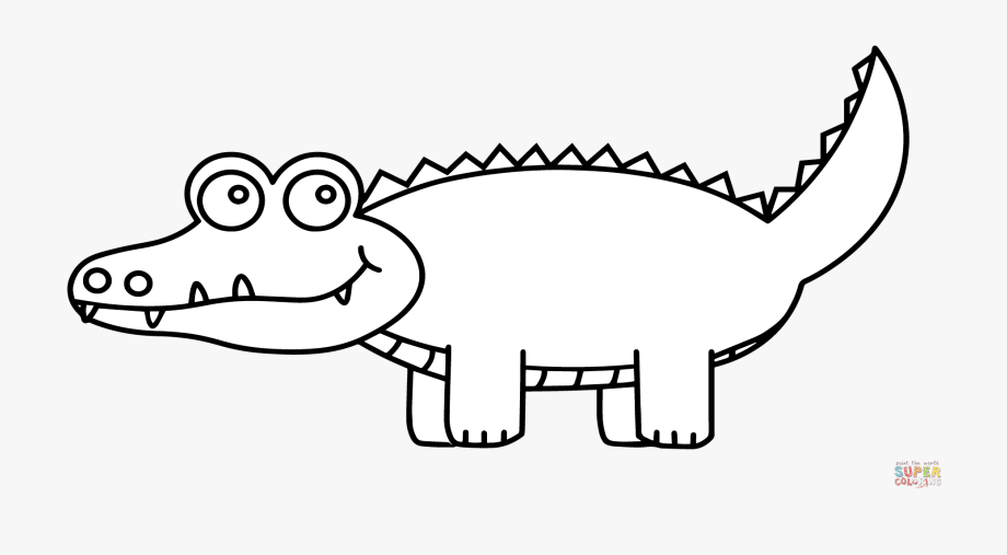 Cute Cartoon Alligator Coloring