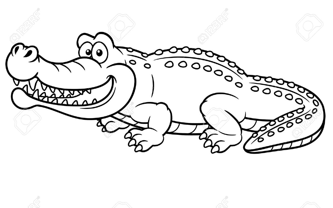 Drawn alligator black.