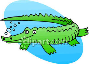 Cartoon crocodile swimming.