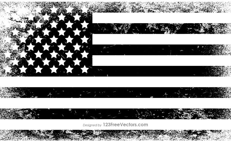 Black and White Distressed American Flag