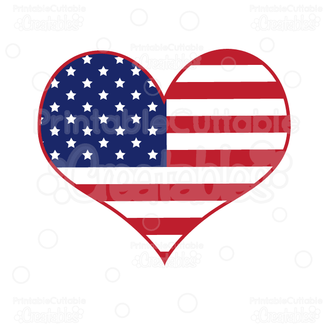 American Flag Heart SVG Cut Files