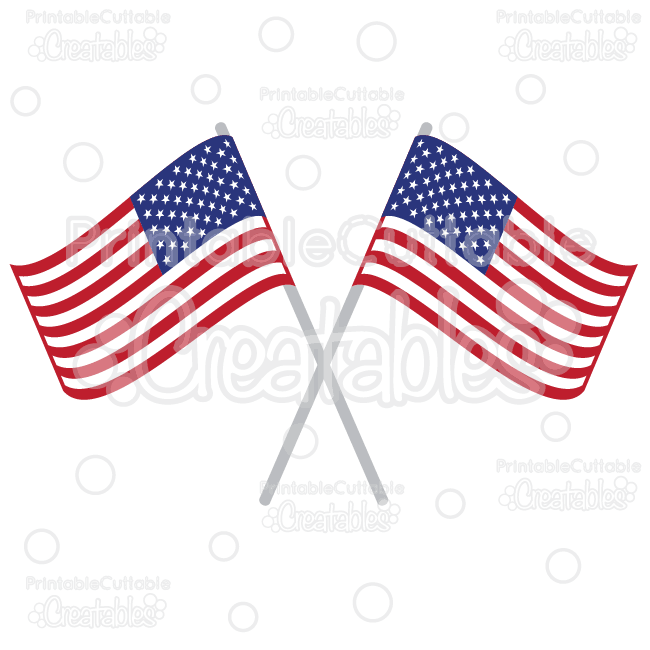 Crossed American Flags SVG Cut Files