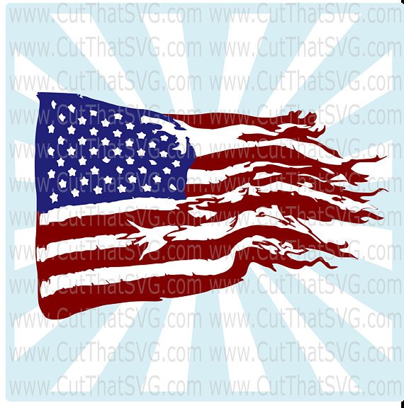 Torn american flag clipart