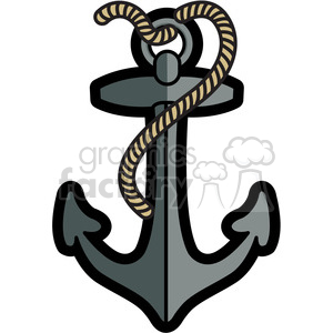 Boat anchor with rope graphic illustration gray clipart