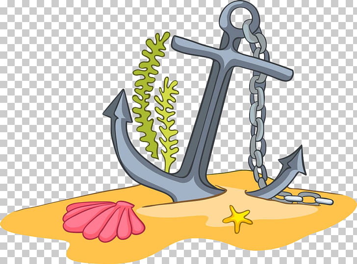 Cartoon Anchor , Hand painted boat anchored algae, anchor on