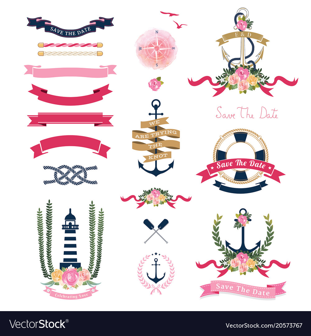 Nautical wedding theme with floral and anchor