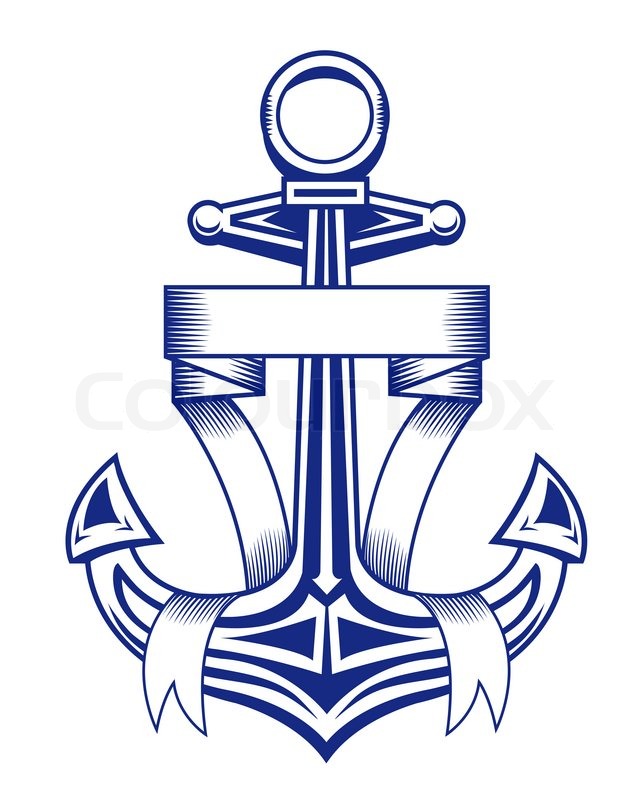 Anchor with ribbon.