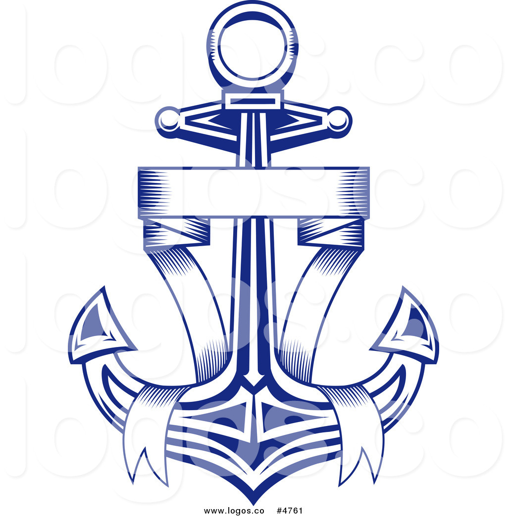 Royalty Free Vector of a Blue Ribbon and Anchor Logo by