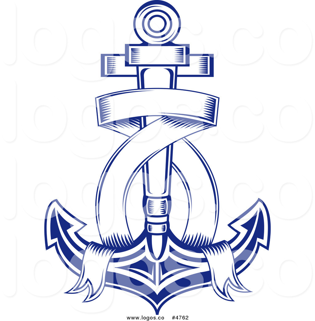 Royalty Free Vector of a Blue Ribbon and Anchor Logo by