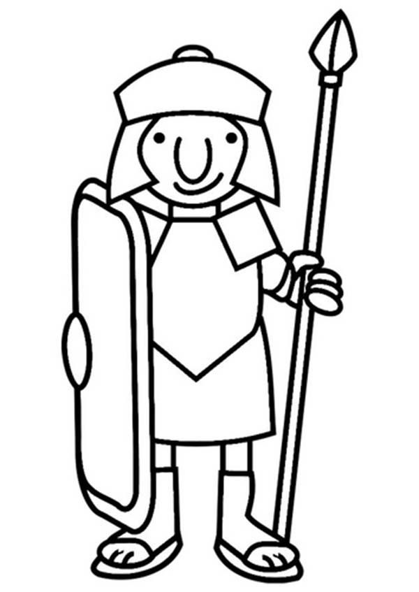 A Cartoon Drawing of Roman Soldier from Ancient Rome