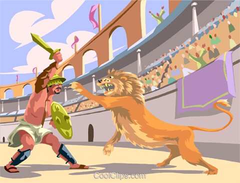 Roman gladiator fighting.