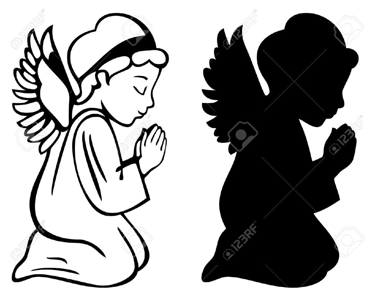 Kneeling praying angel.