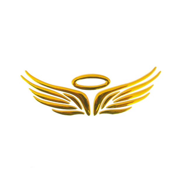 3D car angel wings halo sticker golden yellow red