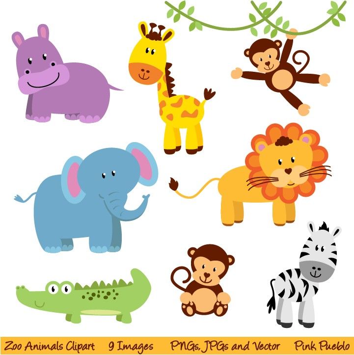 Zoo And Jungle Animals Clipart Print Candee cakepins