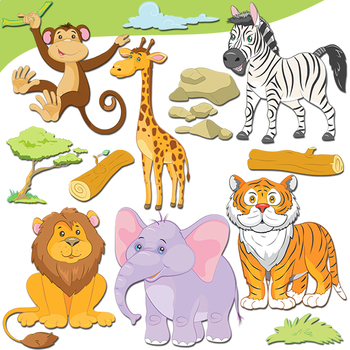Jungle Animals Clipart, Cute Safari Animals