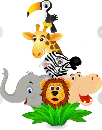 Cartoon jungle animals.