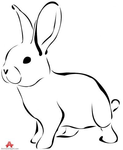Bunny black and white animals clipart of bunny with the