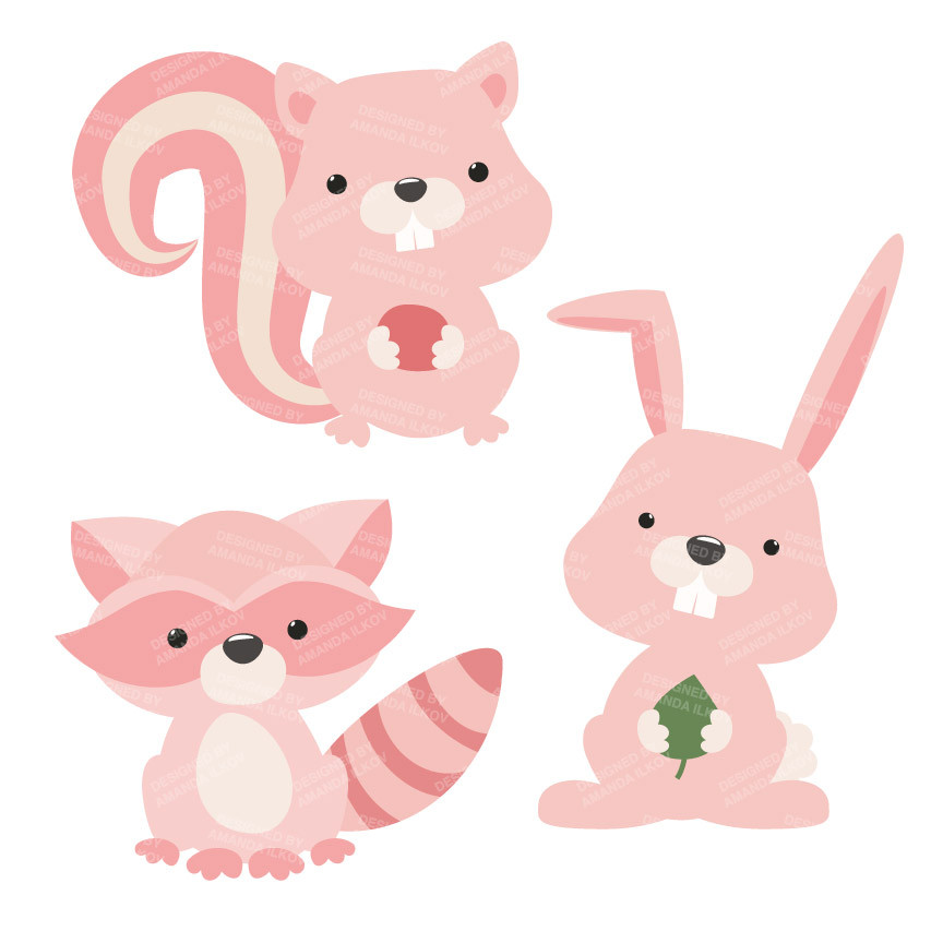 Pink animal cliparts.