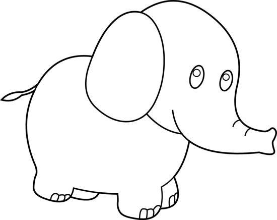 Cute Elephant Clipart Black And White