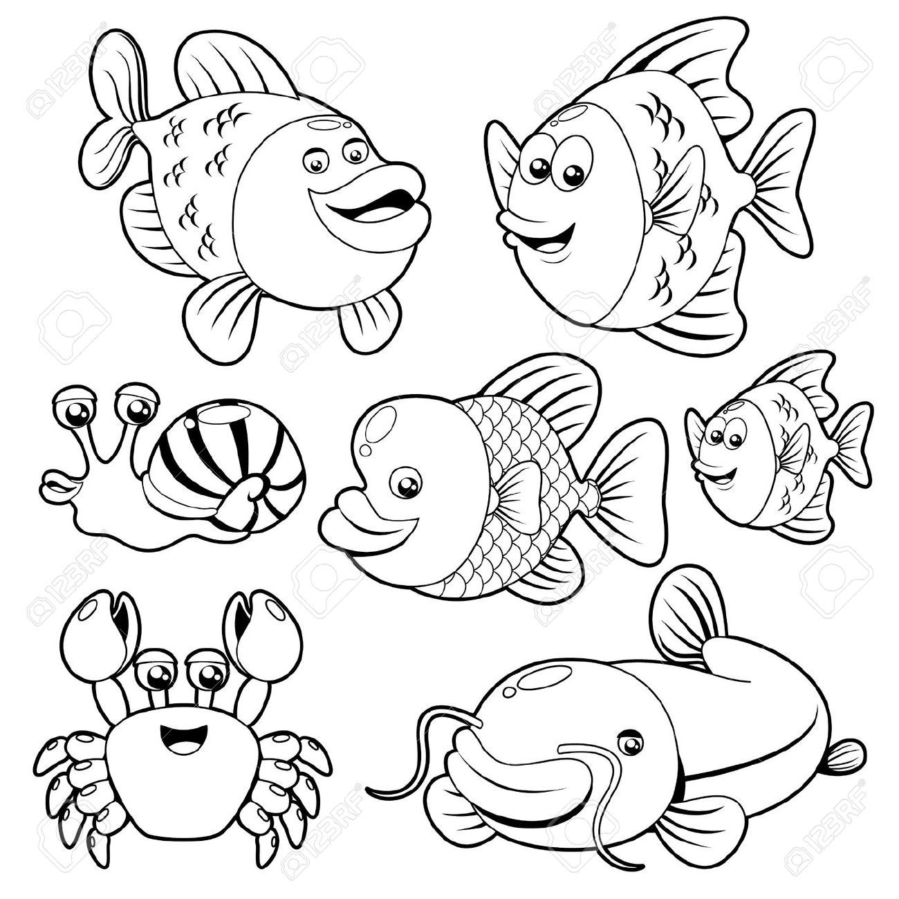 Ocean animals clipart.