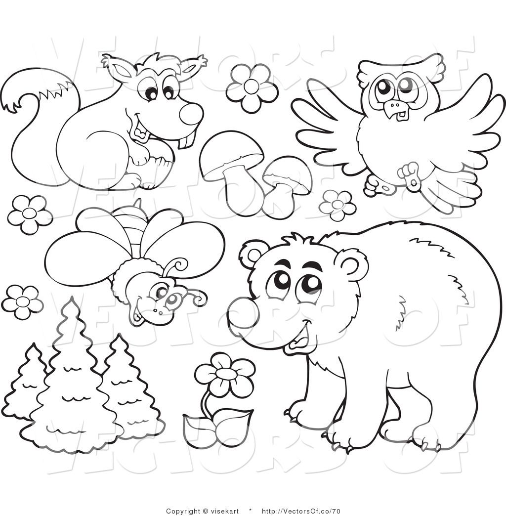 Forest Animals Clipart Black And White Widescreen