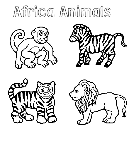 animals black and white clipart zoo