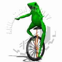 Frog on Unicycle Animated Clipart
