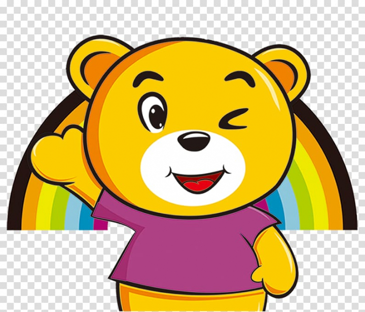 Cartoon Child, Rainbow Bear Behind transparent background