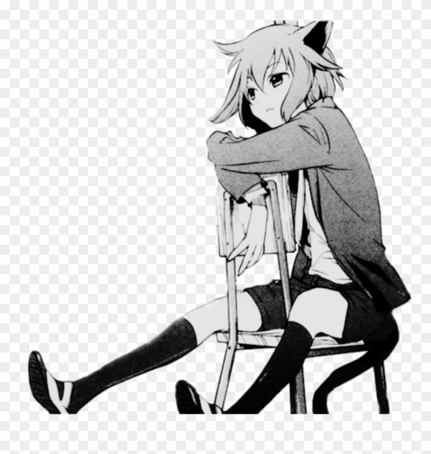 Sad Neko Animegirl Chair Cattail Catears Freetoedit