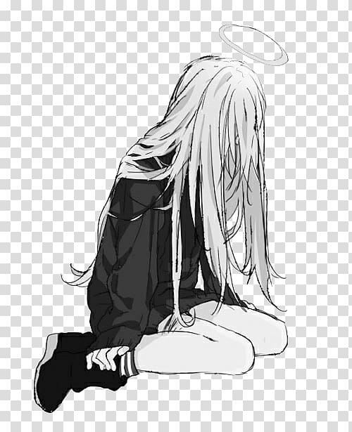 Female character illustration, Anime Manga Drawing Crying
