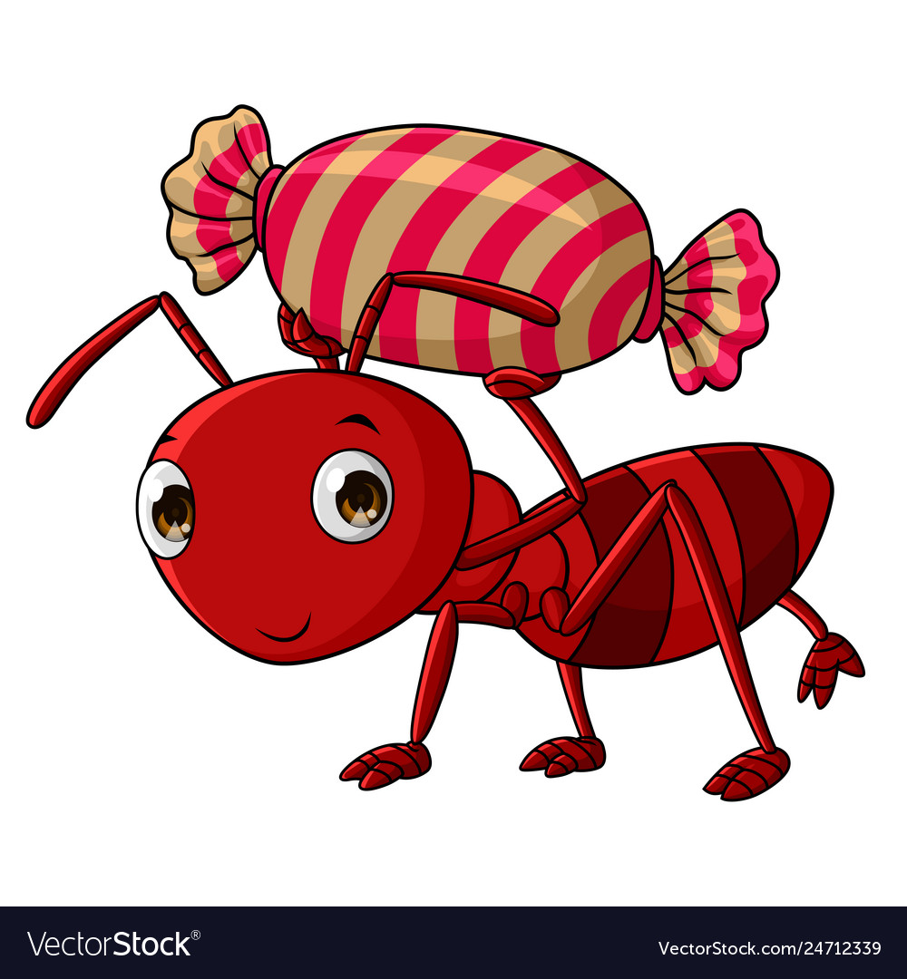 Cartoon ants carry candy