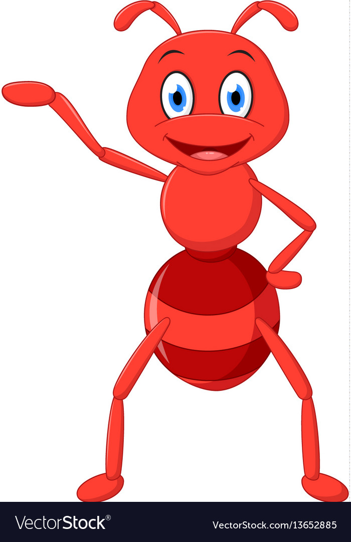 Happy ant cartoon presenting