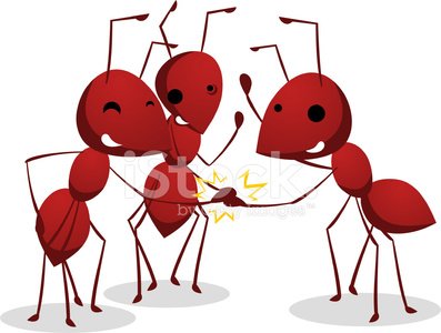 Three Ants team shaking teamwork hands Clipart Image