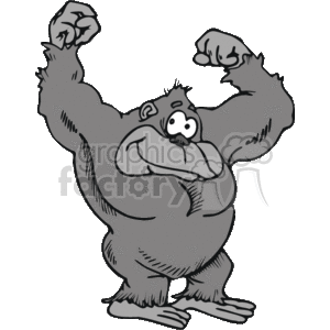 Gray gorilla showing his muscles clipart