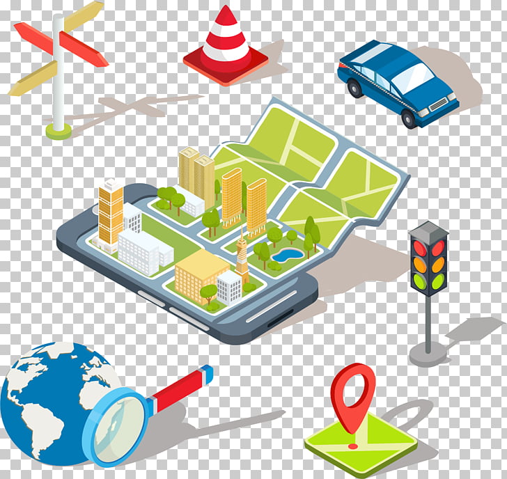 Mobile app Global Positioning System Illustration, Mobile