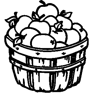 apple clipart black and white basket