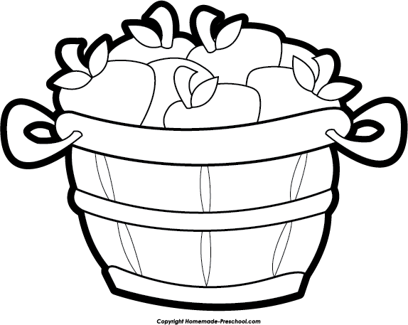 Apple black and white apple basket black and white clipart