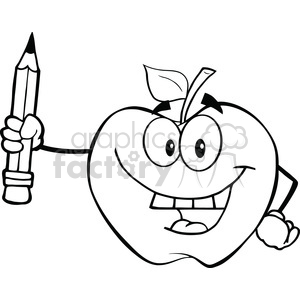 apple clipart black and white pencil