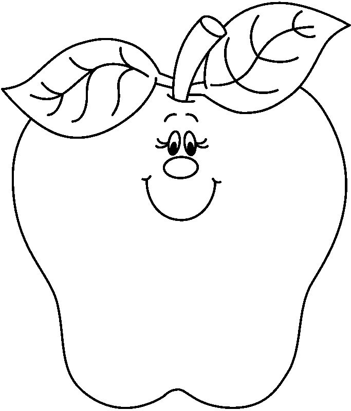 apple clipart black and white smiley