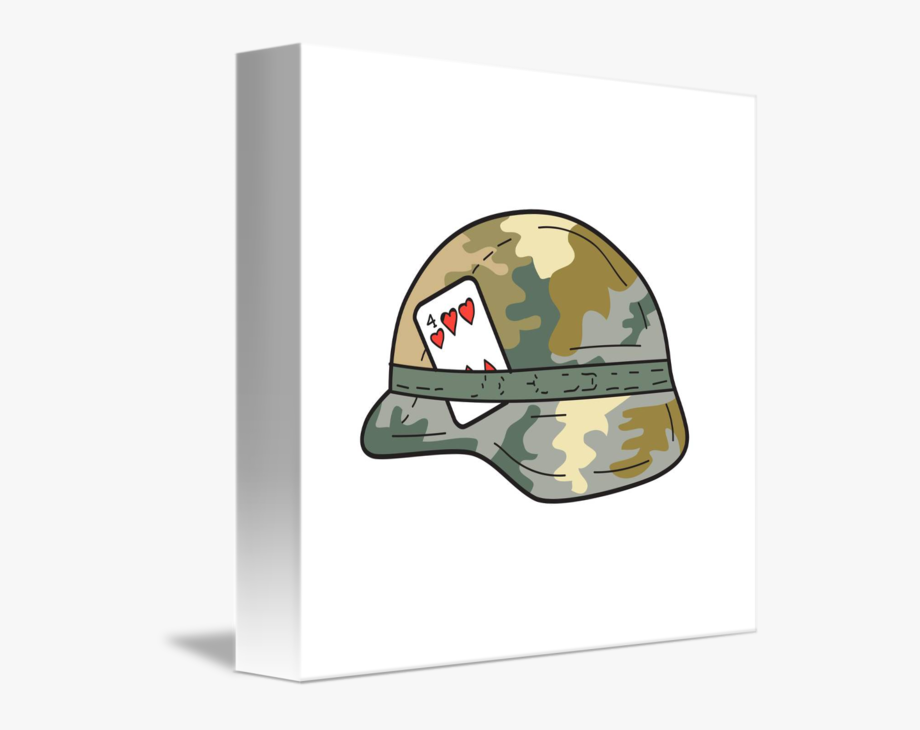 Us Army Helmet Of Hearts Playing Card Drawing