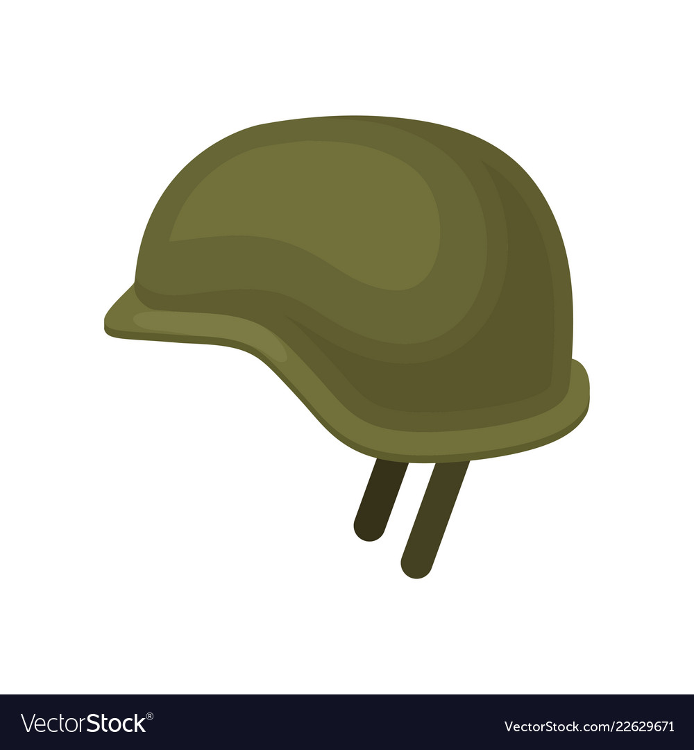 Green military helmet.