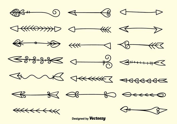 Doodle decorative arrow vectors