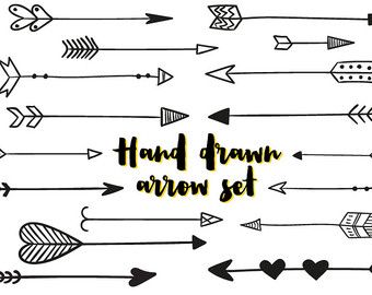 Arrows clip art, tribal arrow clipart, archery hand drawn